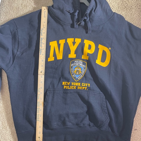 NYPD Men's XL Hoodie Sweatshirt Officially Licensed (Front & Sleeve Print) Navy - Picture 4 of 6